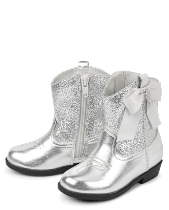 Toddler Girls Glitter Bow Cowgirl Booties