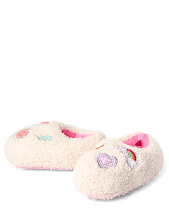 Toddler Girls Embroidered Icon Slippers