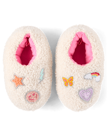 Toddler Girls Embroidered Icon Slippers