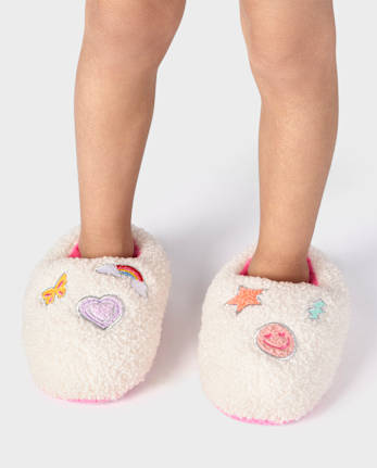 Toddler Girls Embroidered Icon Slippers