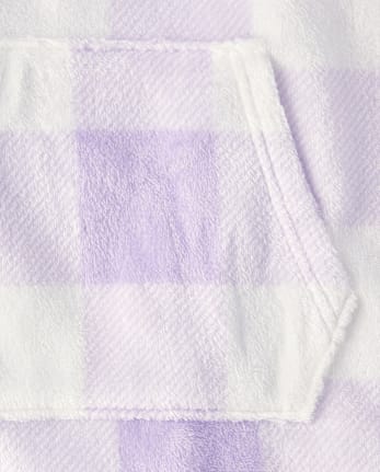 Girls Gingham Blanket Hoodie Pajamas - Cozy Fleece