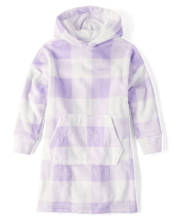 Girls Gingham Blanket Hoodie Pajamas - Cozy Fleece