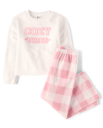 Girls Embroidered Cozy Club Fleece Pajamas