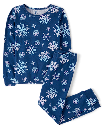 Girls Snowflake Snug Fit Cotton Pajamas