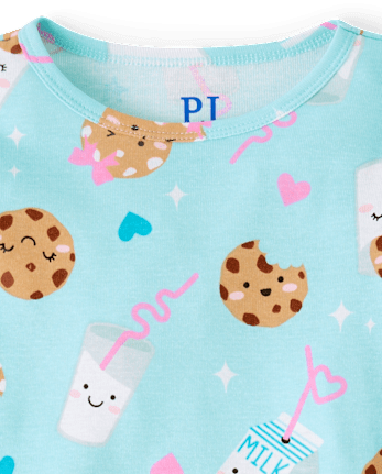 Girls Milk And Cookies Snug Fit Cotton Pajamas