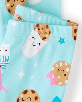 Girls Milk And Cookies Snug Fit Cotton Pajamas