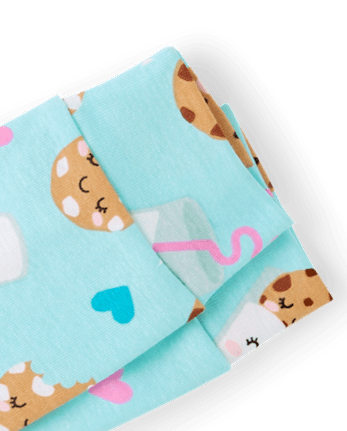 Girls Milk And Cookies Snug Fit Cotton Pajamas