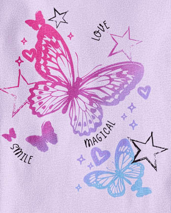 Pyjama ajusté en coton à motif papillon pour fille