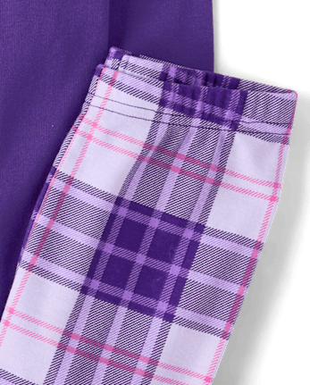 Girls Plaid Snug Fit Cotton Henley Pajamas