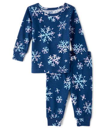 Baby And Toddler Girls Snowflake Snug Fit Cotton Pajamas