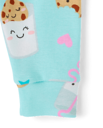 Pyjama en coton ajusté pour bébés et petites filles, motif lait et biscuits