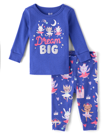 Baby And Toddler Girls Critter Ballerina Snug Fit Cotton Pajamas