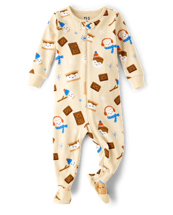 Baby And Toddler Boys Winter S'mores Snug Fit Cotton Footed One Piece Pajamas
