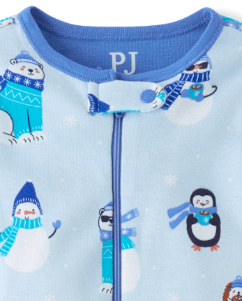 Pyjama une pièce en coton à pieds, motif animaux d'hiver, pour bébés et petits garçons