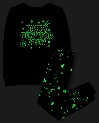 Kids Matching Family Glow New Year Cotton Pajamas