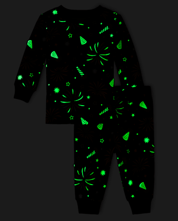 Baby And Toddler Matching Family Glow New Year Cotton Pajamas