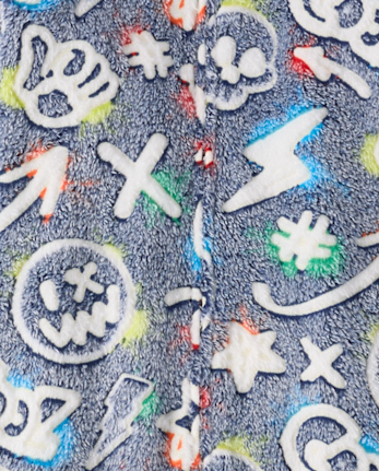Boys Glow Graffiti Sherpa One Piece Pajamas