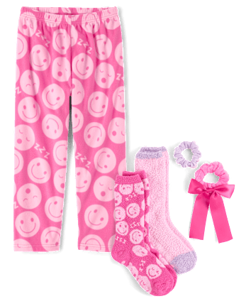 Pantalon de pyjama en micropolaire Happy Face pour fille