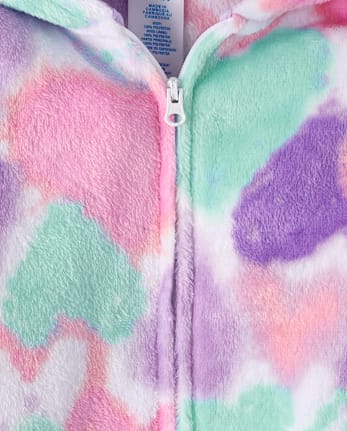 Girls Heart One Piece Pajamas - Cozy Fleece