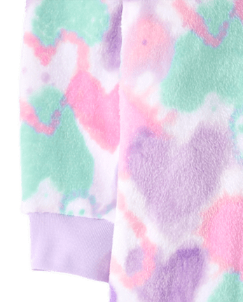 Girls Heart One Piece Pajamas - Cozy Fleece