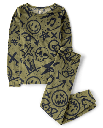 Boys Graffiti Velour Pajamas