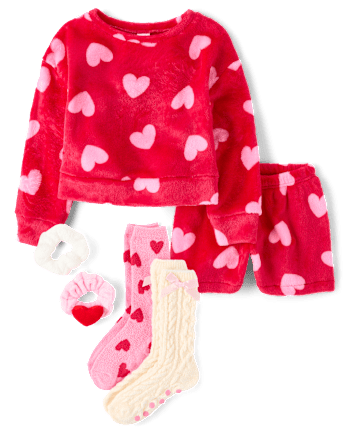 Girls Heart Pajamas - Cozy Fleece
