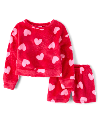 Girls Heart Pajamas - Cozy Fleece