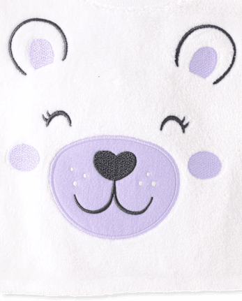 Baby And Toddler Girls Embroidered Polar Bear Pajamas - Cozy Fleece
