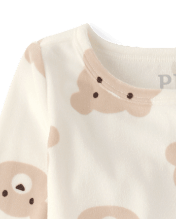 Baby And Toddler Girls Bear Velour Pajamas