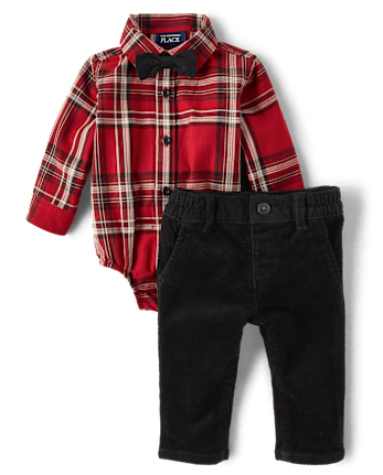 Baby Boys Matching Family Plaid 2-Piece Outfit Set