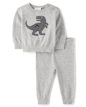 Baby Boys Applique Dino Sweater 2-Piece Playwear Set