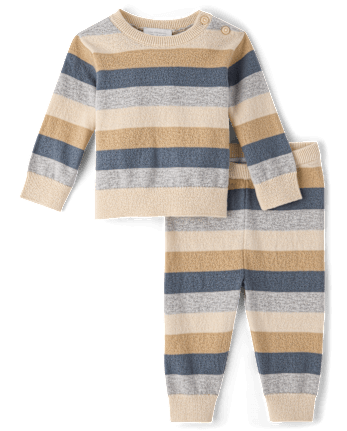 Ensemble de vêtements jeu 2 pièces pour bébé garçon avec pull rayé