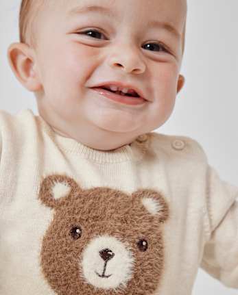Ensemble de vêtements jeu 2 pièces pour bébé garçon avec pull ours en intarsia
