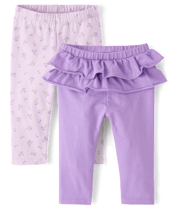 Baby Girls Floral Ruffle Leggings 2-Pack