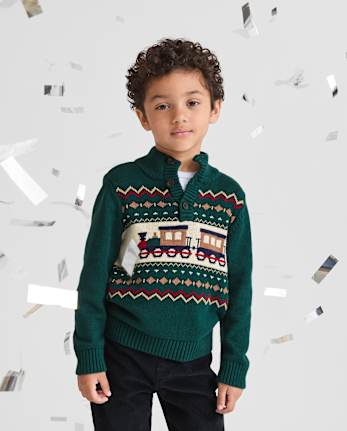 Pull à col montant en jacquard pour bébé et tout-petit garçon