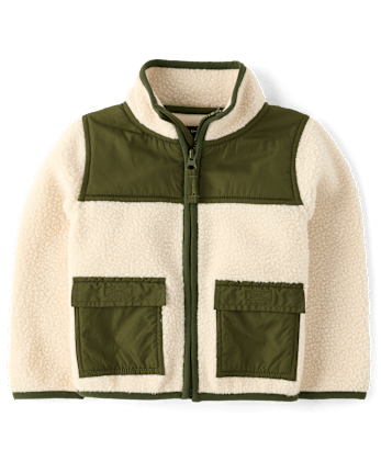 Baby And Toddler Contrast Sherpa Utility Zip Up Jacket
