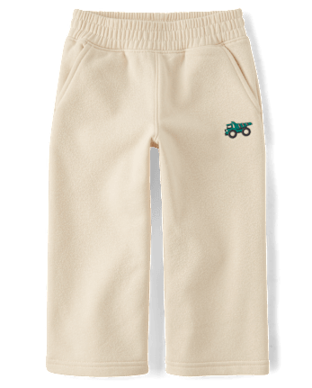 Baby And Toddler Boys Embroidered Premium Fleece Wide Leg Sweatpants