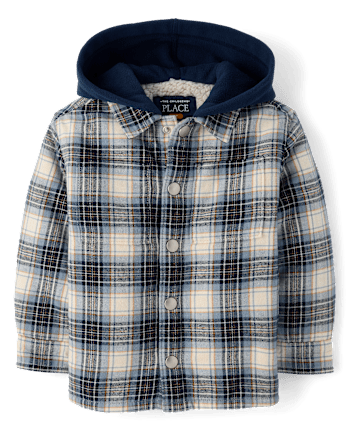 Baby And Toddler Boys Plaid Flannel Sherpa Lined Shacket