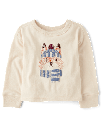 Baby And Toddler Boys Puff Print Fox Graphic Tee