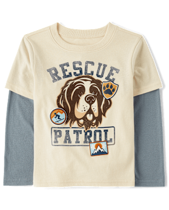 Baby And Toddler Boys Puff Print Graphic Layered Top