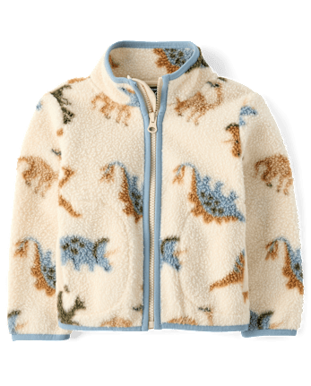 Baby And Toddler Boys Dino Sherpa Zip Up Jacket