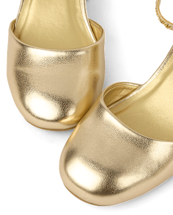 Girls Metallic Glitter Block Heels