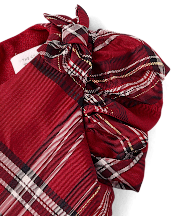 Baby Girls Matching Family Bow Plaid Satin Fit And Flare Dress