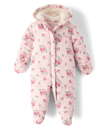 Baby Girls Floral Snowsuit