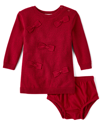 Baby Girls Bow Sweater Dress