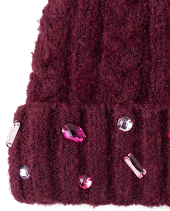 Ensemble 2 pièces en tricot torsadé orné de bijoux pour fille, idéal pour temps froid