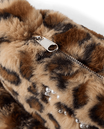 Sac à bandoulière léopard avec nœud en strass pour fille