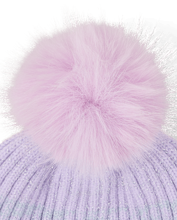 Girls Ombre Sequin Star Pom Pom Beanie