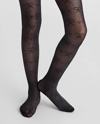 Collants en microfibre avec nœud pour fille