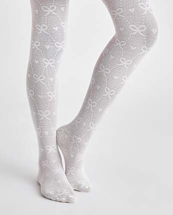 Girls Bow Microfiber Tights